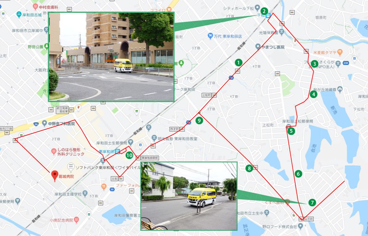 下松・上松方面経路図